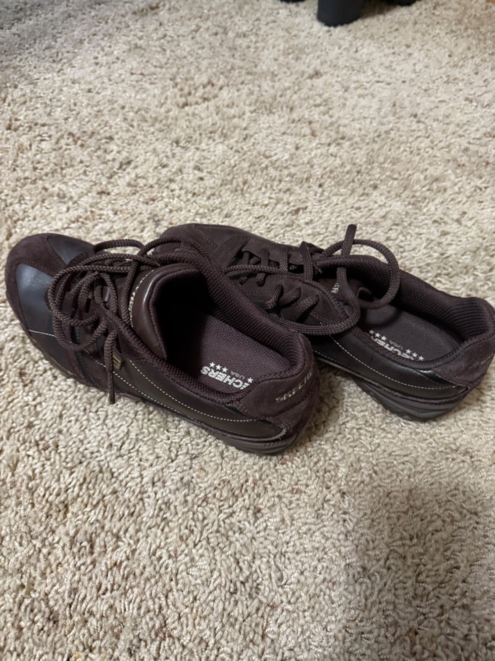 Skechers Women’s Dark Brown Lace-Up Athletic Sneakers